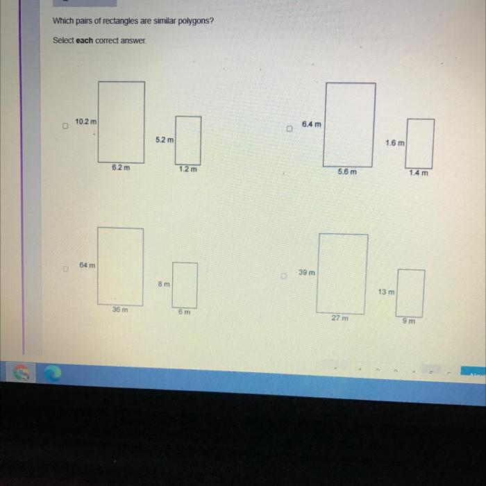 Which pairs of rectangles are similar polygons