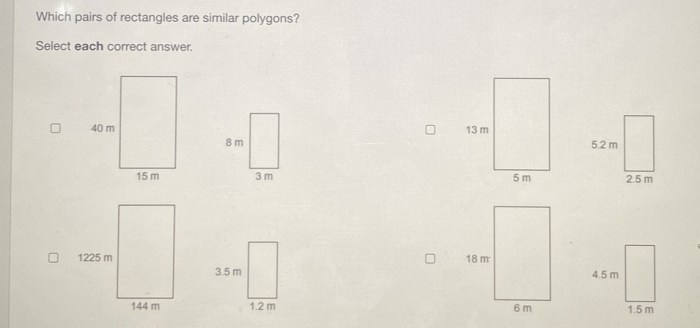 Similar rectangles pairs polygons which select each pair